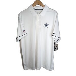 NWT Dallas Cowboys Nike Dri Fit Golf Polo Size XXL White Blue Swoosh NFL Logo